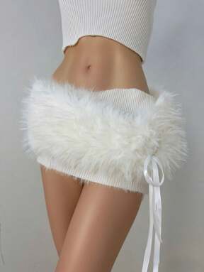 New Pure White Fluffy Waist Belt, Faux Fur GOA Fur Waist Belt, Wooly Fur Belt, Sexy Hot Seller In Europe And America, Fluff Waist Belt For Lady Summer, School Fall, Autumn, Halloween