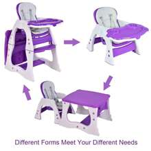 3 In 1 Baby High Chair Convertible Play Table Seat Booster Toddler Feeding Tray Purple - 紫色 - 查看 10