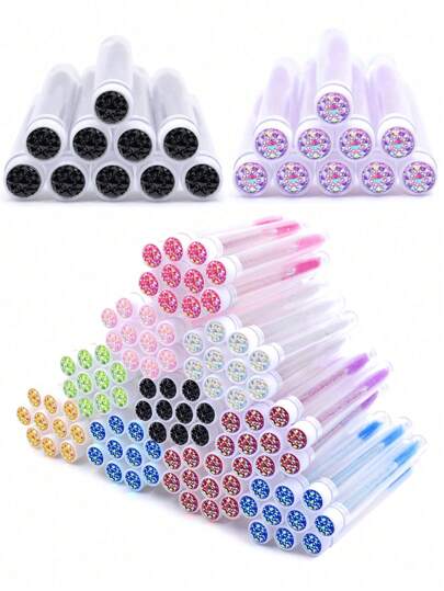 Waloshow 70-140pcs White Disposable Mascara Brushes Set - Waterproof, Unscented Eyelash Extension Applicators With 20 Empty Wand Tubes & 50 Eyelash Brushes For Makeup Application