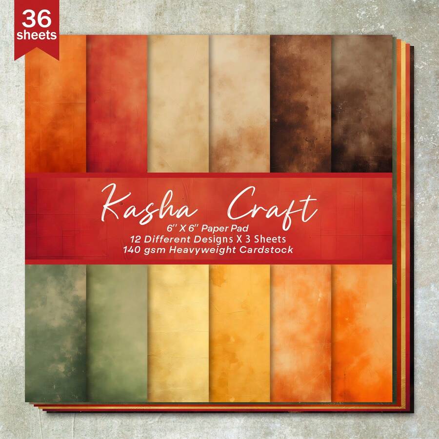 36 Sheets 6inch Vintage Distressed Color Background Scrapbooking Paper, Suitable For Bullet Journal, Scrapbook, Card Making, And Craft Projects,For School Supplies,Back To School - Apricot - View 1