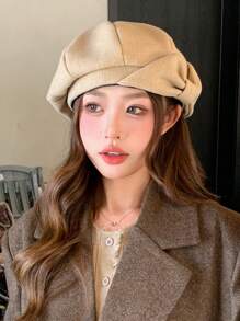 1 件女士优雅波西米亚派对休闲可爱复古街头甜美蝴蝶结贝雷帽，时尚百搭艺术家帽，适合日常外出和购物秋季配饰