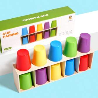 Memory & Logic Training Cup Guessing Tabletop Game, Parent-Child Interactive Educational Matching Toy For Kids, Color Matching Learning Game For Toddlers