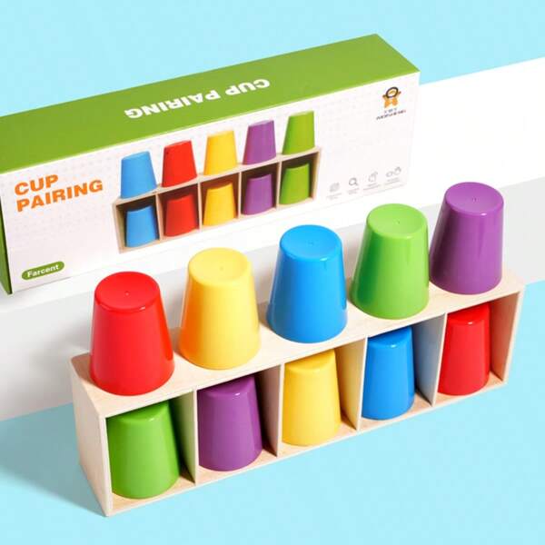 Memory & Logic Training Cup Guessing Tabletop Game, Parent-Child Interactive Educational Matching Toy For Kids, Color Matching Learning Game For Toddlers