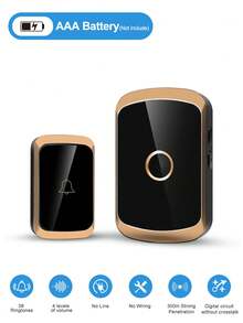 1 Set Wireless Doorbell, Long Range High Volume Home Wireless Doorbell, 60 Melodies 5 Volume Levels Doorbell Kit, Suitable For Garden, Living Room, Garage, Bedroom Chime Caller - Multicolor - View 4