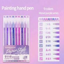 9支装Morandi彩色笔套装，透明笔杆，多色凝胶墨水，0.6mm圆珠笔，点描笔，适用于绘画、高亮、办公用品、学生返校文具礼品 - 綠色 - 查看 20