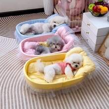 3pcs Washable Pet Bed Set, Soft Cat Bed/Dog Sofa Bed For All Seasons, Comfortable Princess Small Dog Bed Cooling Mat, Suitable For Summer & Winter, Multi-Color (Bed + Cushion + Edging)