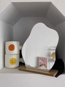 1 Set hochauflösender asymmetrischer Wolken-förmiger Spiegel, asymmetrischer Spiegel, Schminkspiegel, Fotografie-Requisite, Tisch-Kosmetikspiegel mit Ständer für Studentenwohnheime, zum Selbermachen, Schminken, günstig, Raumdekoration, Kosmetiktisch, Reisen, Schlafzimmer, Schminkaccessoires, Spiegel, Kosmetikspiegel