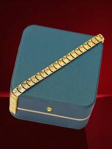 1 件优雅迪拜风格百搭镀金叶子手链，适合女性日常佩戴 - 金黃色 - 查看 13