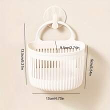 1 件粉色/白色二合一壁挂篮，多功能垂直板条结构，通风防潮，适用于厨房、浴室，存放洗漱用品、香料、钥匙，节省空间的设计，可爱耐用（轻微外观瑕疵，不影响使用）