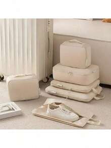 6 件套旅行收纳袋 - 轻质网眼拉链收纳袋，适用于行李箱、衣服、鞋子和化妆品 - 露营配件、行李袋、洗漱包、化妆品收纳袋、手提包、节日和返校必备品、女士旅行袋和洗漱包