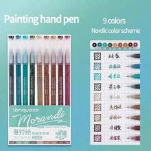 Bộ 9 bút bi Morandi màu, thân trong suốt, mực gel nhiều màu, ngòi 0.6mm, bút chấm, thích hợp để vẽ, tô màu, dùng làm văn phòng phẩm, quà tặng đồ dùng học tập cho học sinh. - Hồng - Xem 25