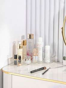 One Corner Bathroom Countertop Storage Box, Suitable For 90° Corners, Used As A Tray For Bedroom Dressing Tables, Cosmetic Storage Racks, Bathroom Countertops, Kitchen Spice Racks And Perfume Bottle Trays.,For Holiday Beach, Bathroom Collection, Bedroom Collection, Large Capacity - Clear - View 8