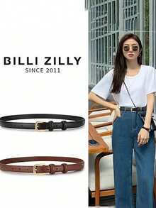 Casual Fashion Versatile Solid Color Buckle Belt, Random Delivery Fall, Autumn, Halloween - Coffee Brown - View 3