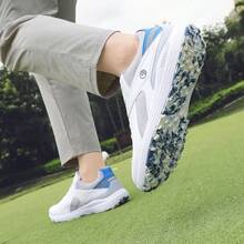 Breathable Golf Shoes, Spikeless Outdoor Sports Shoes, Anti-Slip & Wear-Resistant - White and Blue - View 4