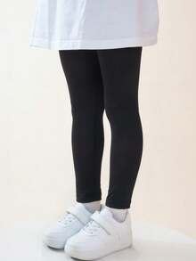 4 Pairs Kids' Solid Color Slim Fit Leggings, Girls' All-Match Versatile Casual Socks For All Seasons - Multicolor - View 6