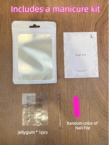 10片装 0.8英寸 短款鸭嘴美甲贴片 | 手工粉色法式美甲，带3D蝴蝶结、彩色闪粉和手绘线条 | Y2K西部朋克风亚克力假指甲，适合日常派对佩戴 - 粉色 - 查看 8