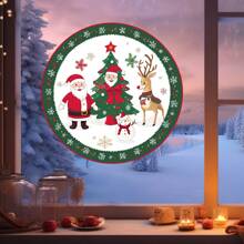 1 件圣诞老人、雪人、圣诞树窗贴、PVC 静电吸附贴花、圣诞节节日装饰、派对用品、适用于家庭和厨房窗户装饰、门窗玻璃贴花圣诞装饰品圣诞装饰圣诞装饰家居