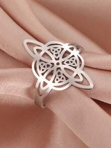 TEAMER 1pc Vintage Stainless Steel Multi-Layer Witch Knot Adjustable Ring, Unisex Fashion Lucky Commemorative Gift For Friends - Simple Series - View 1