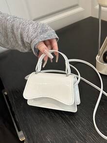 Mini Women's Handbag, Lightweight Portable Mini Tote Bag, New Summer 2025 Fashionable Flap Solid Color Small Bag, Shoulder Crossbody Bag - White - View 8
