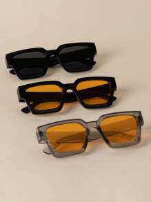 1 pieza/2 piezas/3 piezas/10 piezas Gafas con marco cuadrado grueso, gafas de moda rectangulares gruesas unisex para fotografía callejera, bares, clubes, festivales de música, decorativas, adecuadas para todos los tipos de rostro