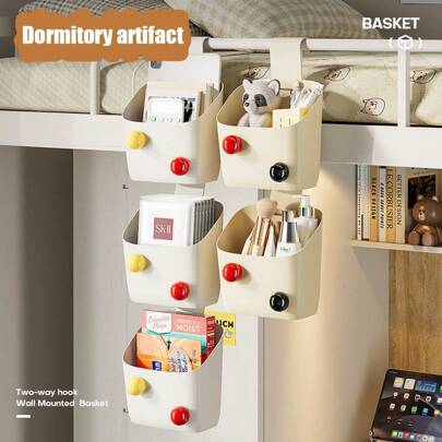 PP Hanging Storage Basket, Dual-Directional Hooks, Multi-Scene Storage Basket For Living Room, Bathroom, Kitchen, Dorm, Space-Saving