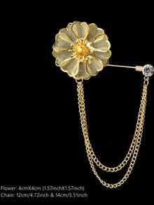 1枚优雅头巾别针，时尚花朵链条胸针，时尚穆斯林头巾配饰，连衣裙头巾胸针