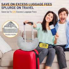 1 pieza Almohada de viaje con capucha, Almohada de cuello plegable, Bolsa de almacenamiento para almohada de viaje rellenable, Funda de almohada de cuello suave, Artículos de viaje empacables