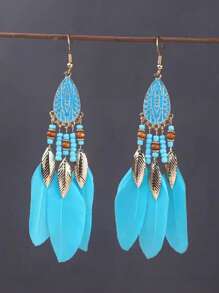 1 对复古鸡毛耳环