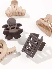 8 Pieces Minimalist Clips Matte Neutral Tones Style And Sophistication Korean Hair Clip Models - Nhiều màu - Xem 8