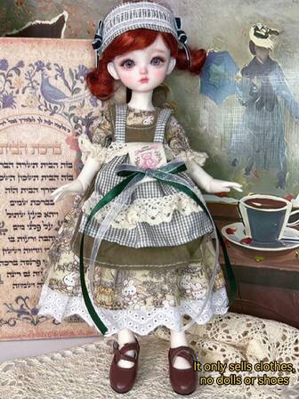 1件復古學院風等多樣獨特風格，適合6英吋BJD/30cm娃娃換裝！娃娃服裝愛好者收藏套組，融化女孩心。(此系列衣物適用於30cm高娃娃，64#蕾絲款隨機，48#SKU款隨機，在意者請留意)