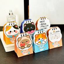 1 Stück 2026 Katzen Doudou Tischkalender, süßer Check-in Rekord Anzeige, Selbstdisziplin Kleinkalender, Lernassistent, hochwertige Optik für Schreibtisch und Büro, zufälliger Stil und Farbe