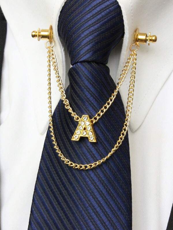A-Z 26 Letter Collar Stays, Suit Collar Accessories, Formal Collar Stays, Collar Chain, Tie Chain, Men's Fashion Jewelry