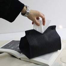 1 件纯色编织图案压花面巾架套装，厚复合面料桌面立式纸巾架，适用于办公室、餐厅、酒吧、客厅或卧室 - 彩色 - 查看 6