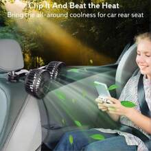 The Car Fan Is Suitable For The Rear Seat. It Is A Double - Headed USB Car Seat Fan With 3 - Speed Strong Wind And A 360° Rotatable Car Rear Headrest Fan. It Is An Air - Circulating Car Fan With An Adjustable Clip, Suitable For All Models.