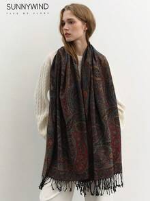 1pc Paisley Pattern High-Quality Scarf/Shawl - Black - View 5