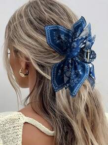 1 件腰果花蝴蝶结发夹，波西米亚风格，适合度假和各种节日拍照时尚发饰动物爪夹波西米亚发夹