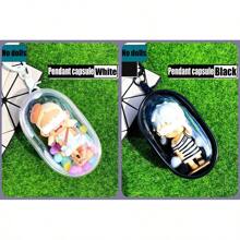 1 件便携式迷你人物透明展示袋（带钥匙扣和彩色球，不含人物）、悬挂式盲盒收纳袋、拉链封口、防尘收藏盒、可爱包包挂饰、背包吊坠、汽车钥匙扣 - 白色 - 查看 22