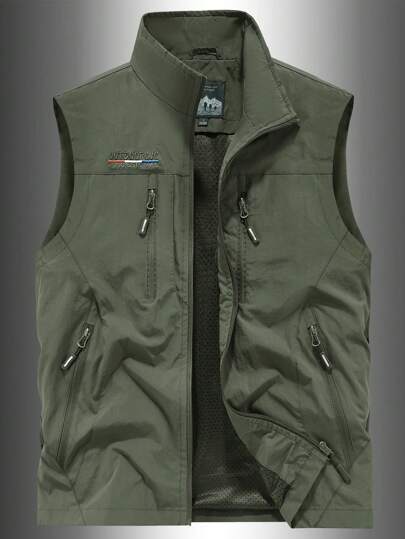 Men's Outdoor Multi-Functional Utility Vest, Spring/Summer Fishing Photography Casual Jacket With Multiple Pockets