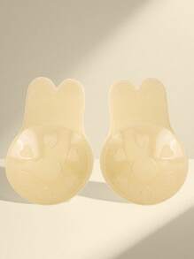 2pcs Reusable Rabbit Ear Silicone Nipple Covers, Breast Lift Tape, Invisible Bra, Self-Adhesive, Suitable For Sports, Lift