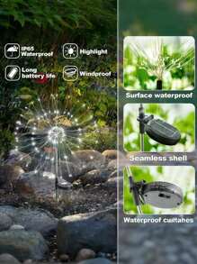 8 种模式太阳能烟花灯,IP65 防水和自动开/关,适用于花园、庭院、小路、亭子、婚礼、派对、装饰灯、圣诞节、万圣节、情人节装饰氛围灯,60-360 LED(暖白/白/彩色) - 黑色 - 查看 4