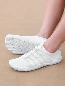 女士透气速干沙滩鞋、游泳鞋、水鞋、白色赤足鞋、沙滩鞋、防滑室内跑步机鞋、健身鞋、拖鞋 - 白色 - 查看 7