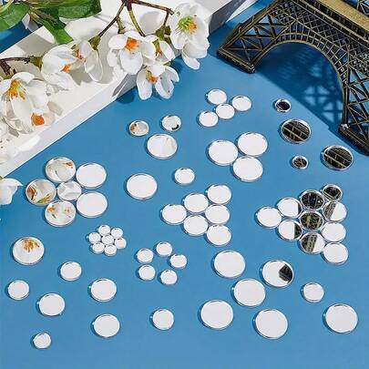 150pcs Round Mini Mirror Glass Stickers, Self-Adhesive Acrylic Mosaic Tiles, Plastic Glass Bricks For DIY Mosaic And Disco Ball Decor, Wall Decoration, Jewelry Making - 3 Size Options, Crafted Mirrors Mirror Wall Room Decor Wall Mirror Mirror For Room Home Decor Bathroom Decor Living Room Decor