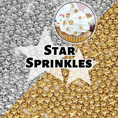 85g/3oz, Streuseln in Sternform zur Dekoration von Desserts, Eis, Lutscher, Schokolade, Cupcakes, Macarons: DIY Party Zubehör für Geburtstage, Hochzeiten, Valentinstag, Muttertag, nur zur Dekoration, nicht essbar