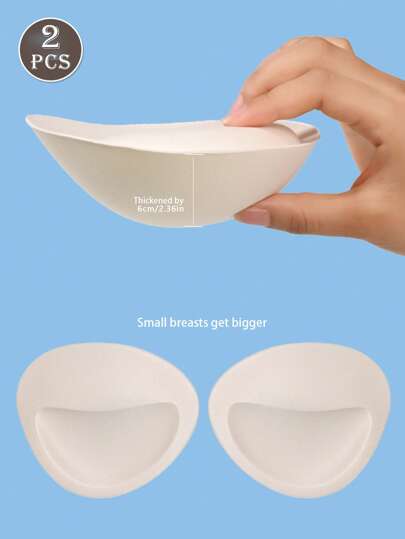 2pcs Thickened 6cm Underwear Cup, Small Breast Padding, Removable And Washable Push-Up Breast Pad Inserts To Increase Padding, Underwear And Bra Accessories,BikiniChest Pad Bikini Set Push Up Padded Bikinis Swimsuit Women Swimwear Women Thicker Breathable Sponge Bra Pad