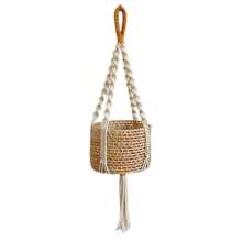 1pc Macrame Plant Hanger, Indoor Hanging Planter Basket Holder With Wood Beads, Decorative Flower Pot Holder With Tassels, No Basket