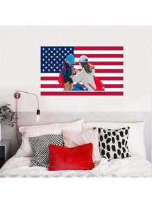 1pc Customized American Flag, Customizable Flag, Add Your Own Photos And Text, Also Suitable For Customized Tapestry, Garden Flag, Applicable For Birthday, Wedding, Valentine's Day, Halloween, Christmas, Party, Father's Day, Mother's Day, Easter, New Year, Thanksgiving, Home Decor, Bedroom Aesthetics, Wall Art, Graduation Ceremony, Tea Room, Bedroom, Living Room, Anniversary, Home Decoration, Sofa, Bed, Car, Tea Room, Bedroom, Living Room, Outdoor, Garden - Blue American Flag - View 6