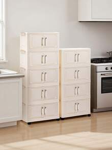 1 件（45 厘米/17.7 英寸）-（60 厘米/23.6 英寸）宽可折叠收纳柜，衣柜收纳盒，家用收纳整理器便携式衣柜，双门折叠盒，1-5 层可选，加厚双门带轮收纳柜，家用免组装收纳架，整理衣服玩具塑料折叠收纳柜 - 乳白色 - 查看 4