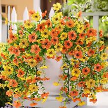 1/3/25pcs Artificial Hanging Flowers Plants For Outdoor Autumn Decoration, Silk Daisy UV Resistant Look Real For Outside Home Indoor Planter Porch Garden Yard Decor, Autumn Decoration, Fake Plants