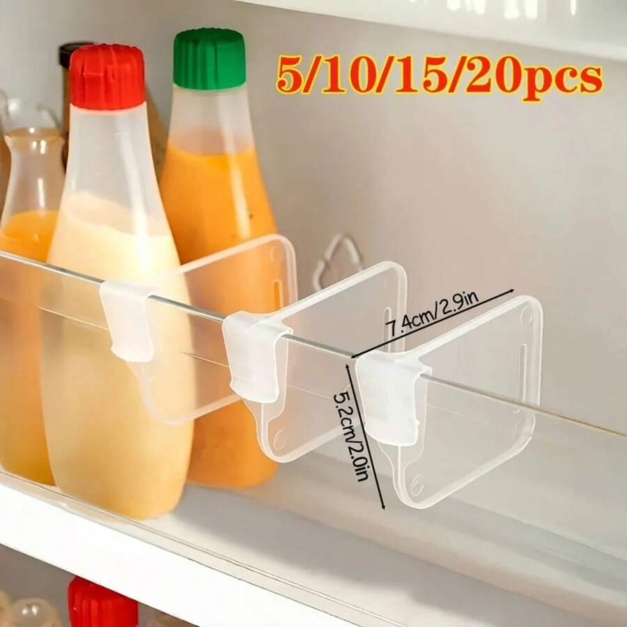 5 10 15 20PCS Organizadores de Refrigerador Transparentes y Resistentes Divisores Ajustables Almacenamiento de Nevera Gabinetes de Cocina Compartimentos que Ahorran Espacio - 5 piezas - Ver 1