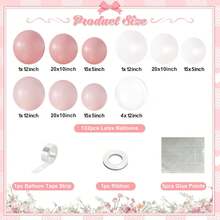 119件粉色气球拱门套装，粉白气球拱门花环套装，包含浅粉色和白色气球，适用于生日、婚礼、迎婴派对、周年纪念、单身派对、新娘派对装饰 - 粉色 - 查看 2